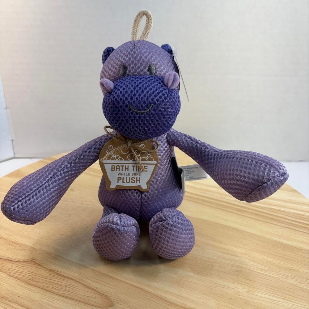 DEMDACO Baby Bath Time Plush Purple Hippo Washable Toy 5004850092 NWT